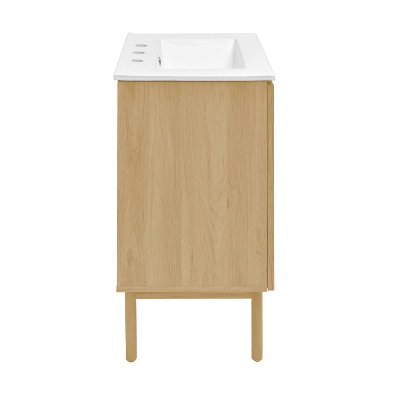 Classe 24 In. Natual Oak Bathroom Vanity With White, 3-Hole Ceramic Sink Top