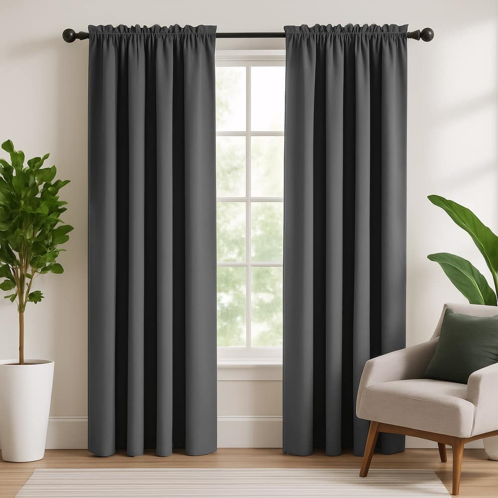 Deconovo 2-Pack Thermal Room Darkening Rod Pocket Curtains