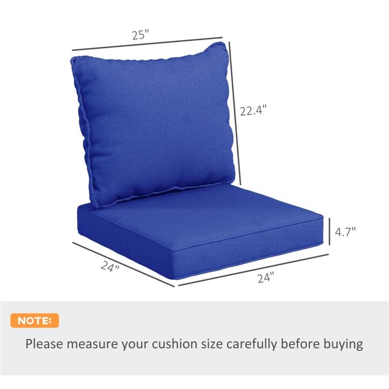 Navy Blue Yarn-Dyed Fabric Sofa Cushions with Soft Resilient Filling Set of 2 - Back Cushion: 25" L x 22.4" W x 6.5" H