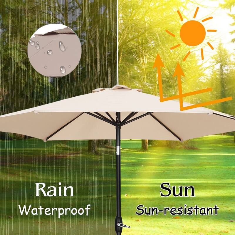 Ainfox 7.5ft Patio Umbrella Tilt Without Base Outdoor Hexagonal Umbrella
