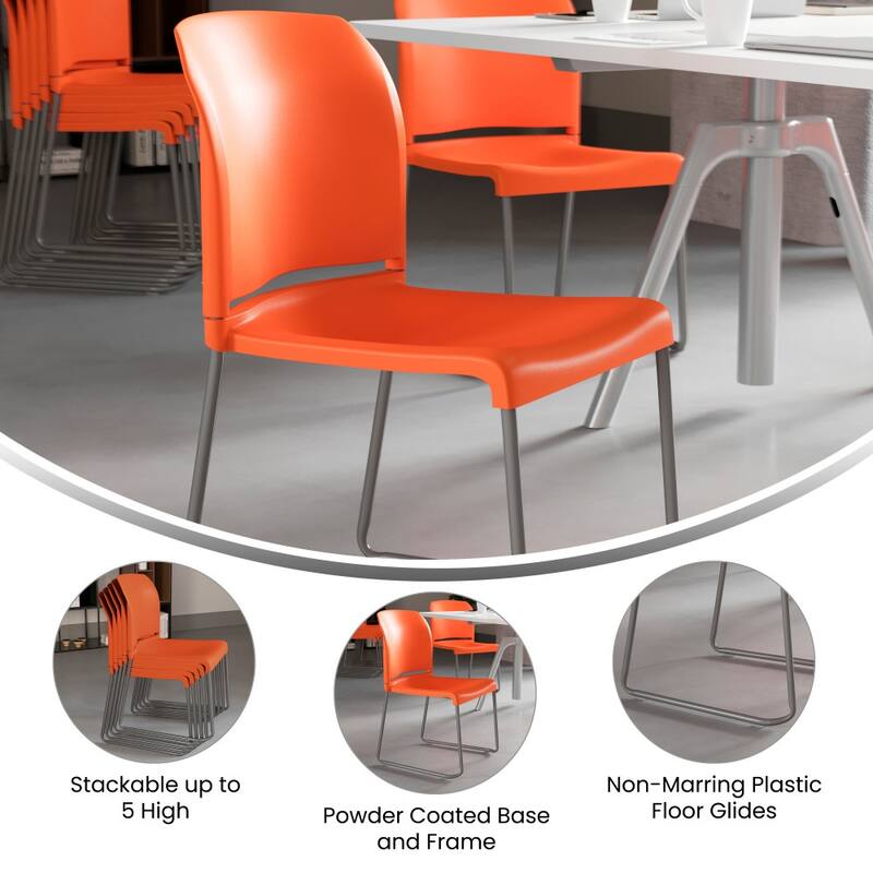 5 Pack 880 lb. Capacity Full Back Contoured Sled Base Stack Chair