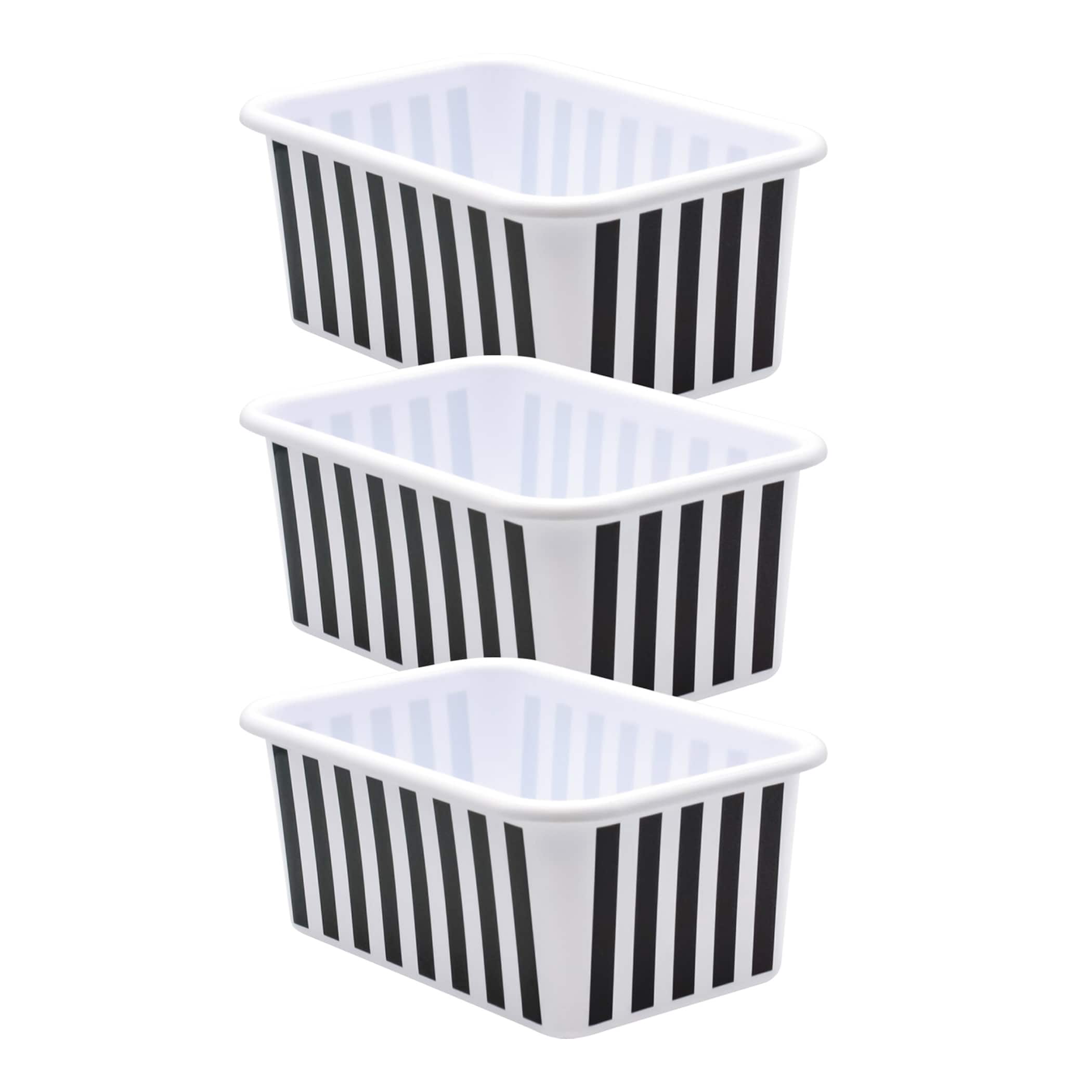 Teacher Created Resources Black and White Stripes Small Plastic Storage ...