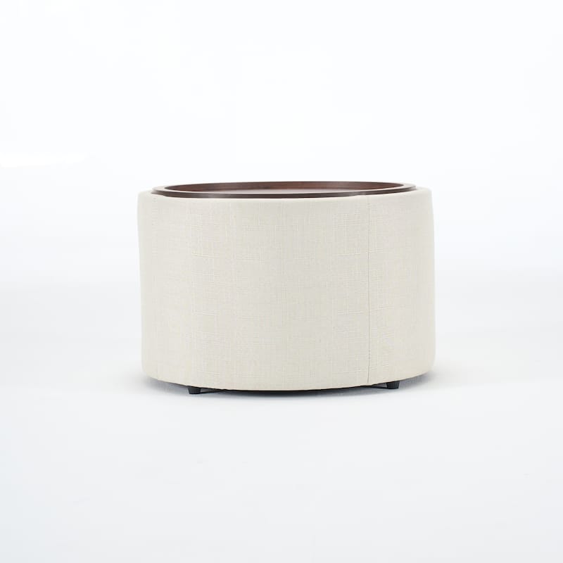 Ball & Cast Nesting Storage Ottomans of 2, Upholstered Footstool with Wood Tray