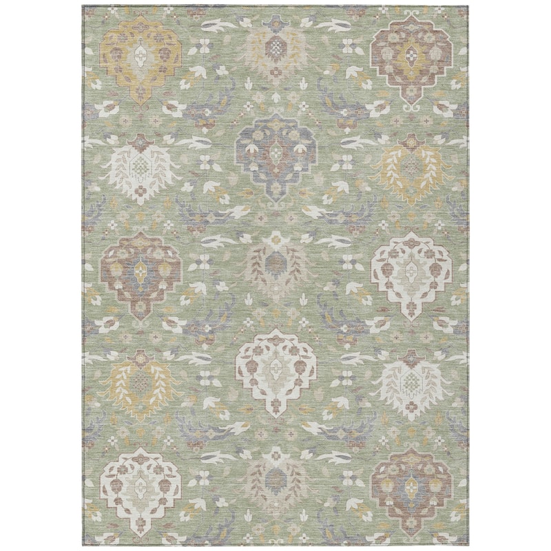Machine Washable Indoor/ Outdoor Traditional Kashan Chantille Rug