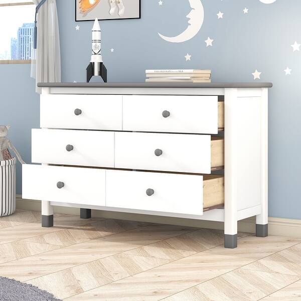 white christmas dresses Trenton Rustic Cream 6-Drawer Bedroom Dresser – Luna Furniture main image 0