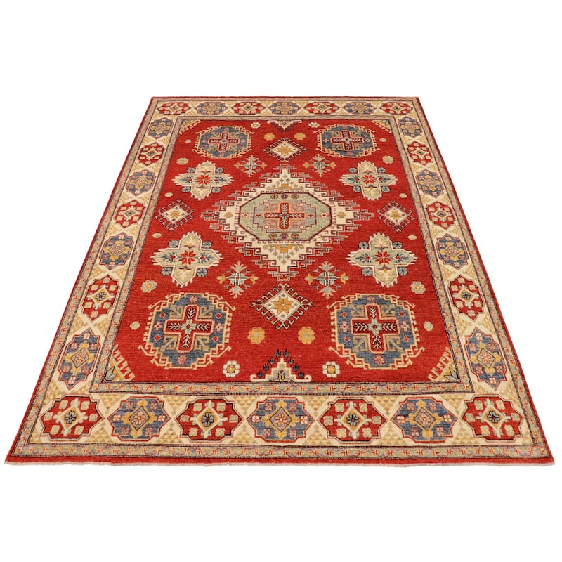 Southwestern Kazak Gabrielle Rust/Beige Wool Rug - 8'0'' x 9'8''