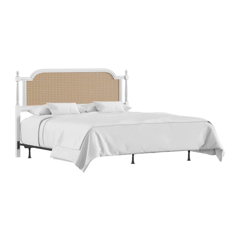 Hillsdale Melanie Wood and Cane Headboard with Frame, White
