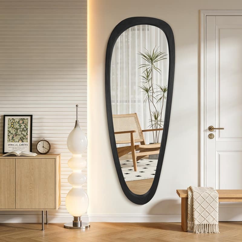 Irregular Mirror Asymmetrical Wood Wall Mirror