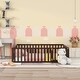 preview thumbnail 1 of 12, Queen Size Wood Floor Bed Frame with Fence and Door Montessori Floor Bed with Rails for Kids Boys & Girls Walnut
