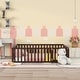 preview thumbnail 1 of 6, Queen Size Wood Floor Bed Frame with Safety Fence and Door, Perfect for Kids' Room Walnut