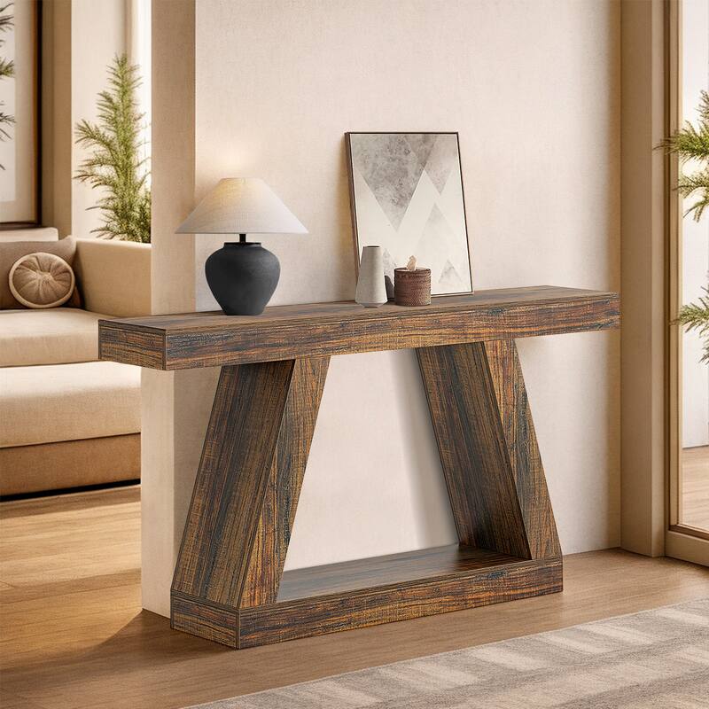 Farmhouse Console Table, 55" Sofa Table with Storage