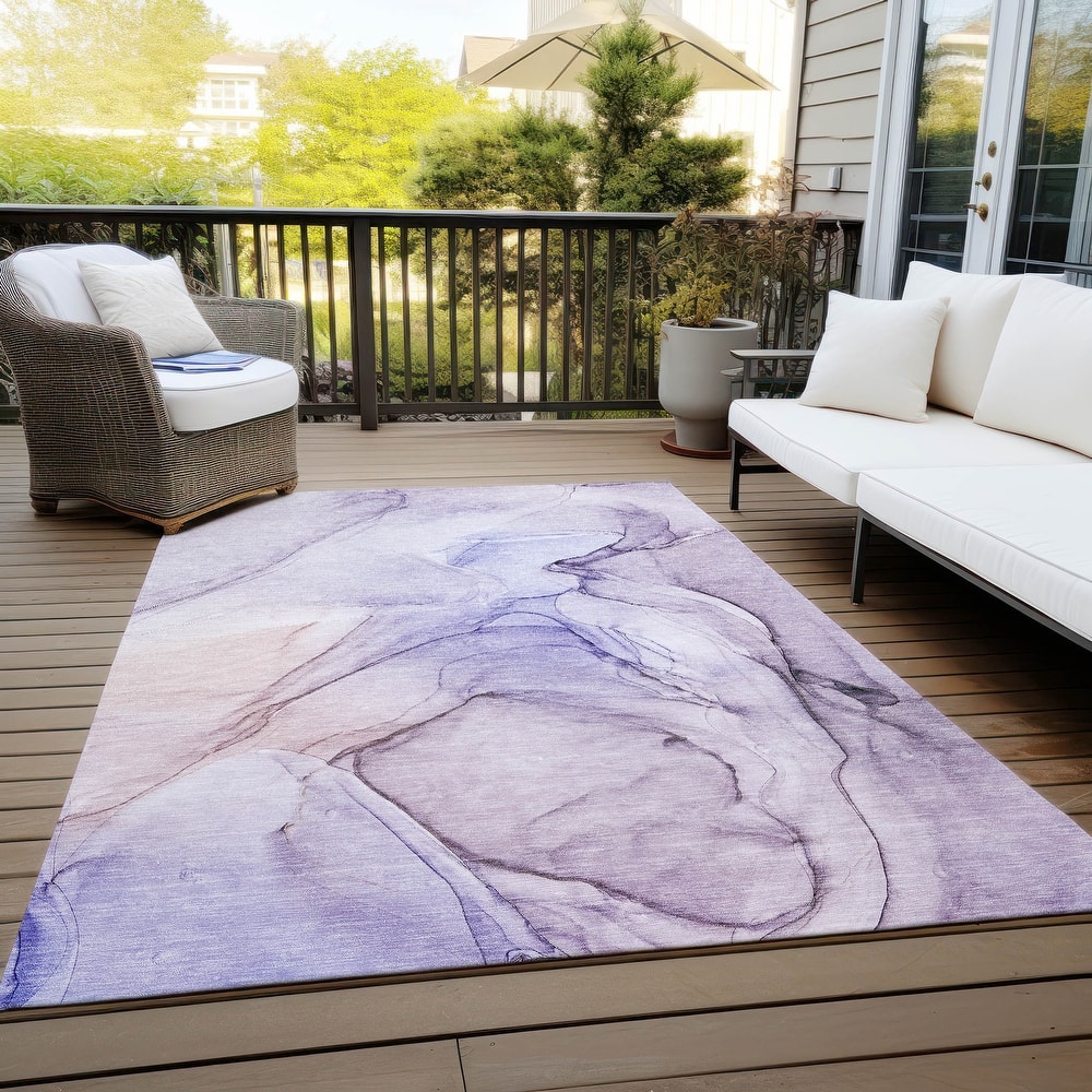 Machine Washable Indoor/ Outdoor Abstract Chantille Rug