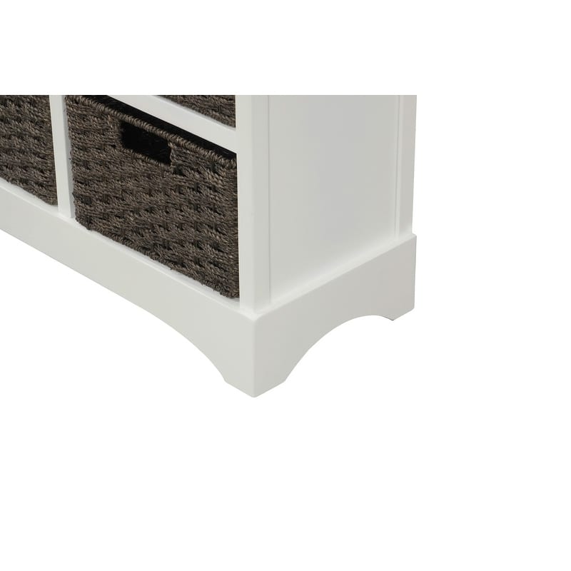Rustic Acacia&Rattan Storage Cabinet-Farmhouse Style,No Assembly