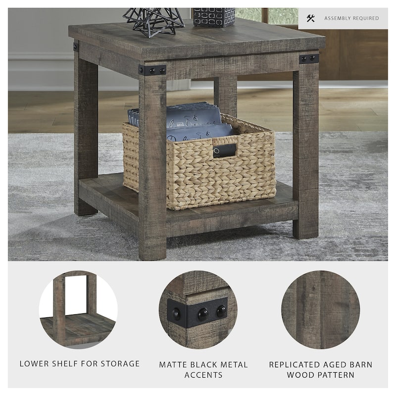 Signature Design by Ashley Hollum Rustic Brown End Table - 24"W x 24"D x 24"H