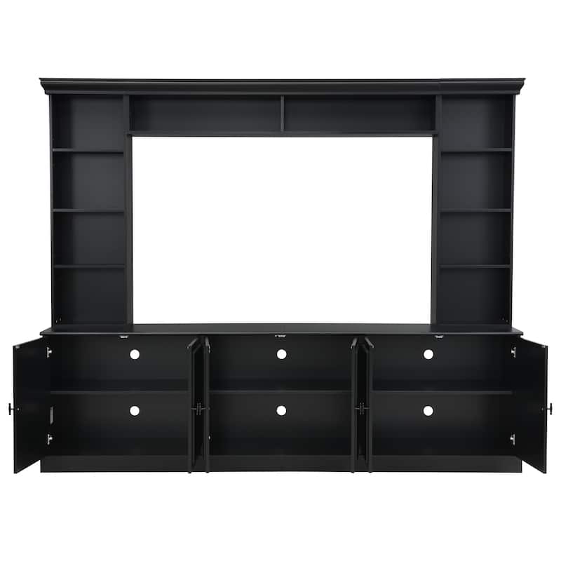 97.4"W 4-Piece Entertainment Wall Unit with Bridge & Bookshelf, Adjustable Shelf - TV Stand for TVs Up to 70"