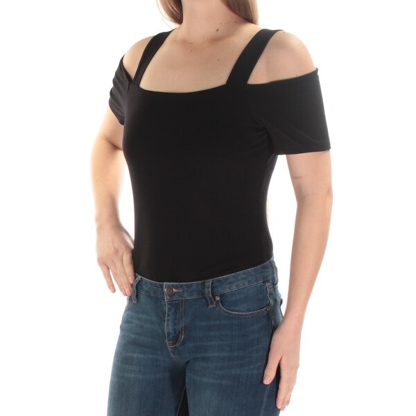Shop INC Womens Black Cut Out Short Sleeve Square Neck ...