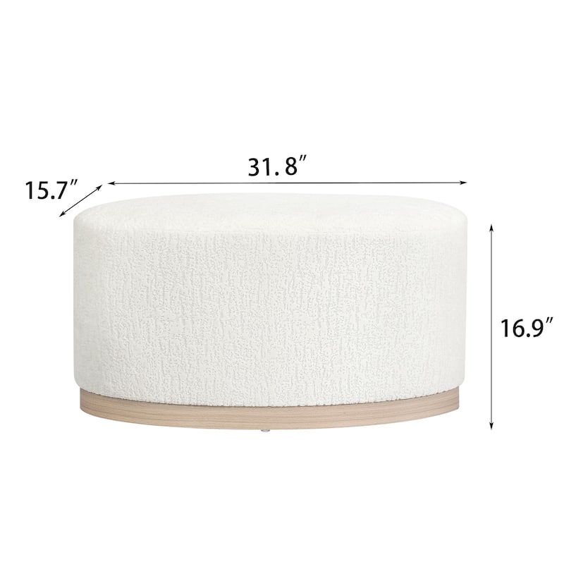 Adeco Velvet Upholstered Bench Oval Ottoman for Bed End Entryway