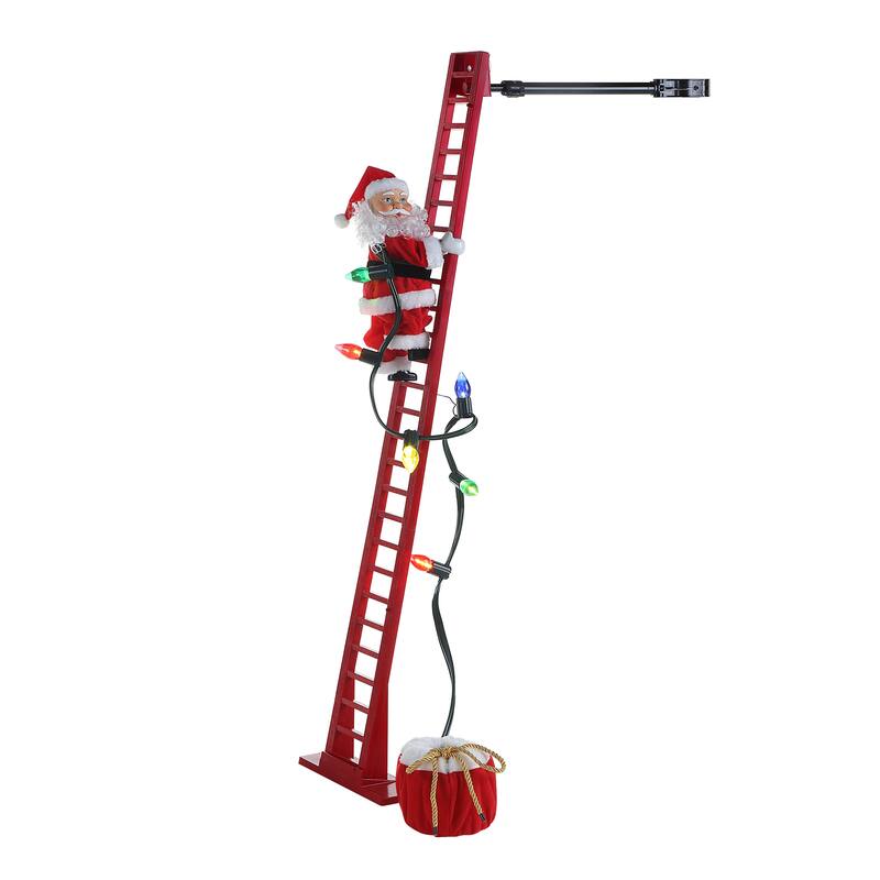 43" Animated Super Climbing Sculpted White Santa