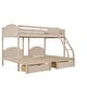 preview thumbnail 9 of 7, Beige Velvet Full Over Twin & Twin Triple Bunk Bed with Drawers and Guardrails