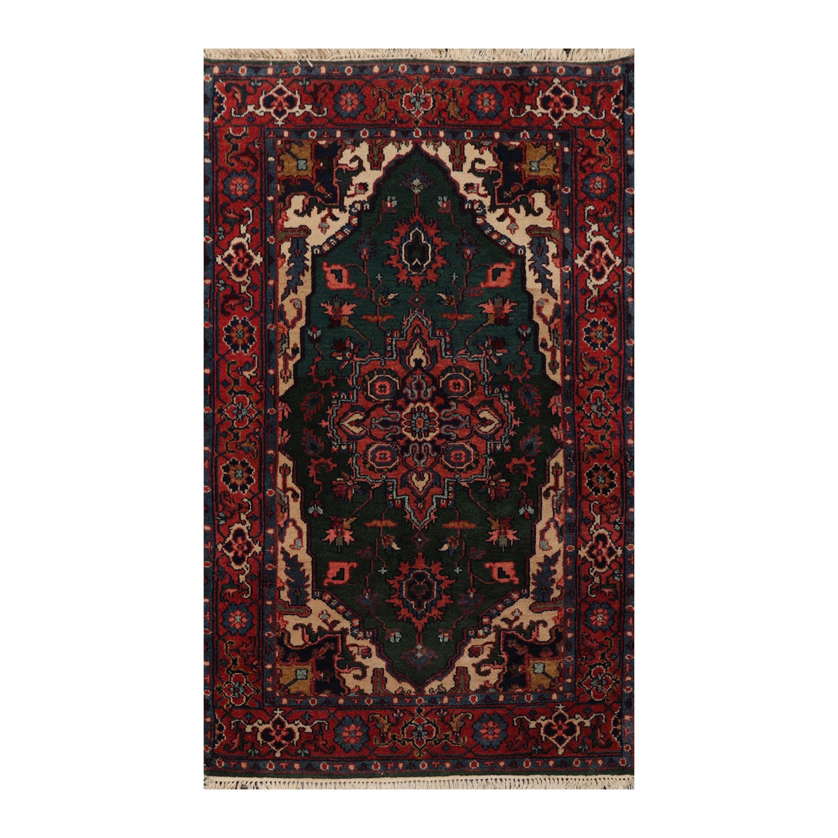 Hand Knotted Heriz Emerald Rust Persian Wool Traditional Oriental Area Rug 4x6 4 3 X 6 1 Overstock 33213401
