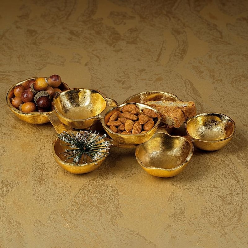 Ohanna Cluster of 8 Serving Bowls- Gold - 12.75"