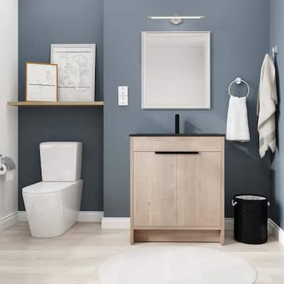30 Inch Freestanding Bathroom Vanity with Black Ceramic Sink