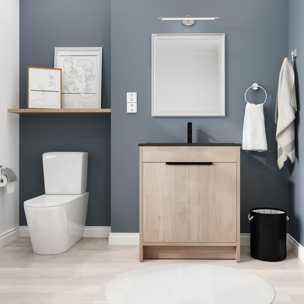 30 Inch Freestanding Bathroom Vanity with Black Ceramic Sink