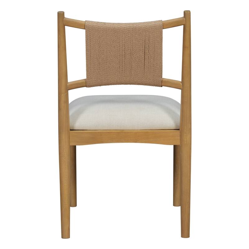 Christopher Knight Home - Mid-Century Set of 2 Upholstered Dining Chair with Woven Paper Rope Back