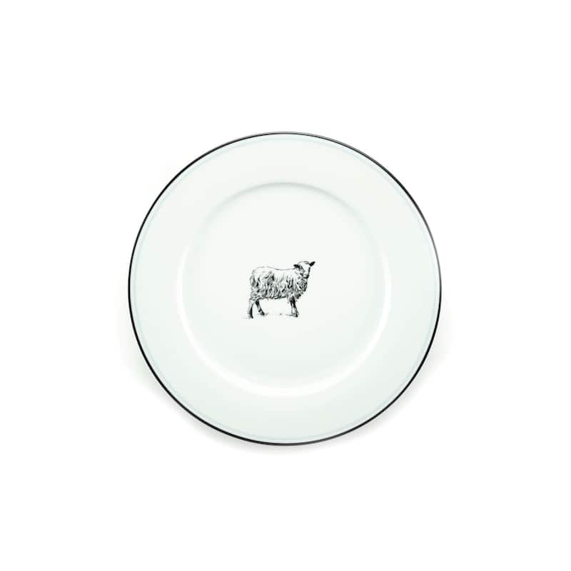 Omniware Set of 4 Country Sheep Design Farm Plates - 11" D x 0.75" H - Dinner Plate
