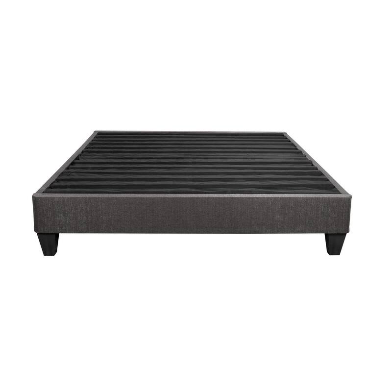Tamy 13 Inch Full Size Platform Bed Frame, Wood Base, Dark Gray Linen