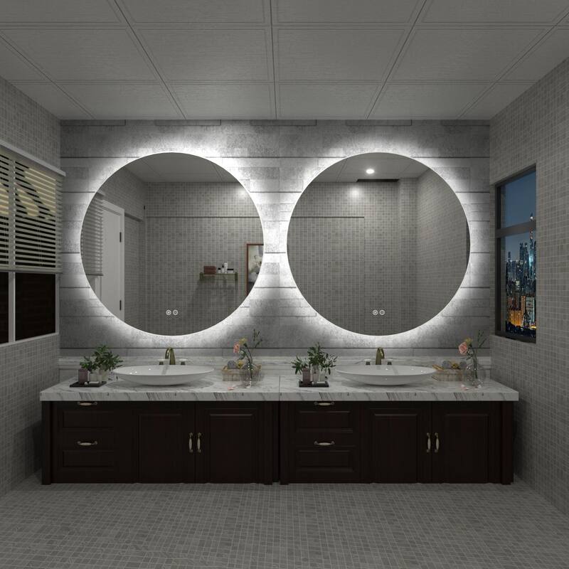 KIOTEE Round Backlit LED Lighted Anti-Fog Bathroom Vanity Mirror with ETL and 3-Year Warranty