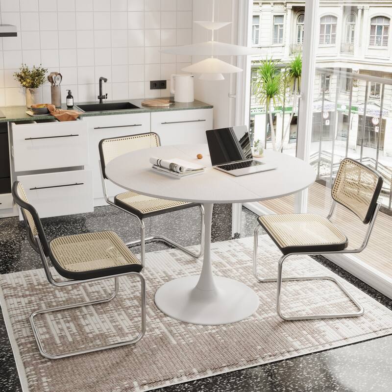 47.24" Modern Round Dining Table,Four Patchwork Tabletops