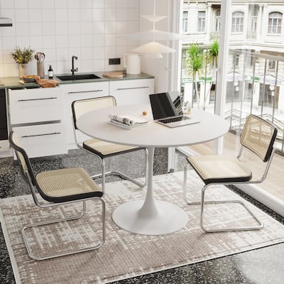 Modern Round Dining Table,Four Patchwork Tabletops