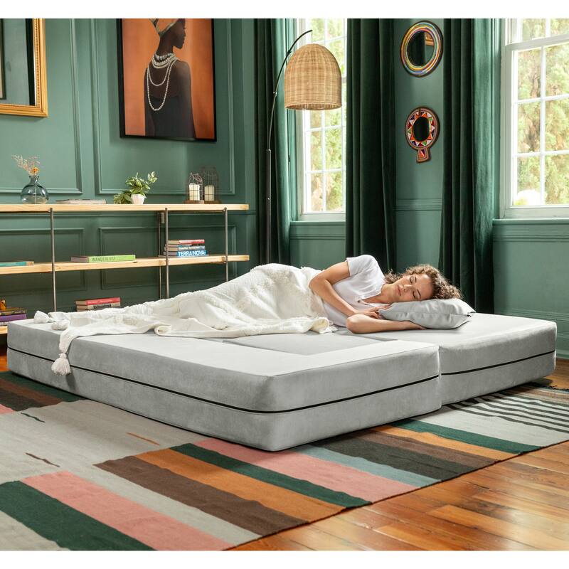 Porch & Den California King Convertible Sleeper Sofa and Ottomans
