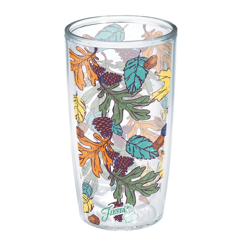Tervis Fiesta Thanksgiving Butterscotch Fall Leaves Made in USA Double Walled Insulated Tumbler, Unlidded - 16oz