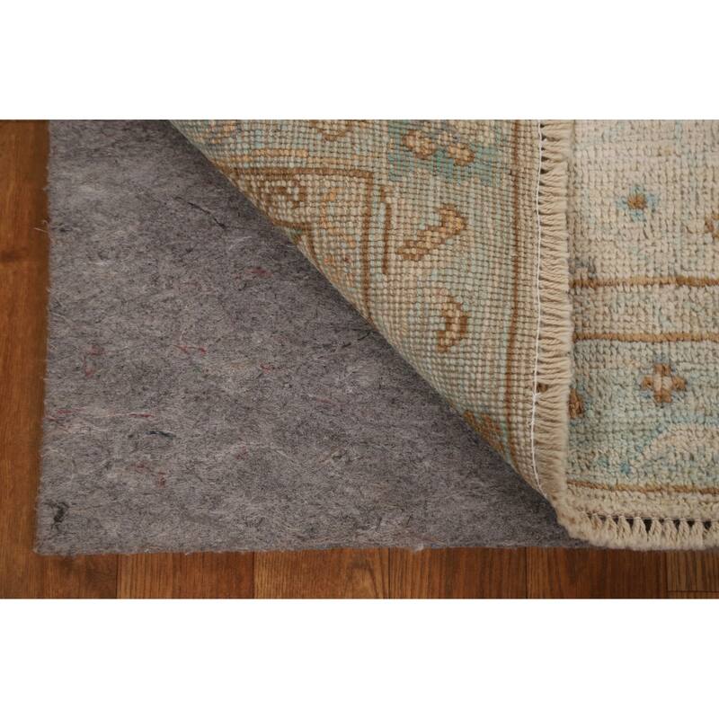 Hand Knotted Oriental 100% Wool Carpet Transitional Geometric Beige & Ivories Oushak Area Rug - 2' 11'' X 2' 0''