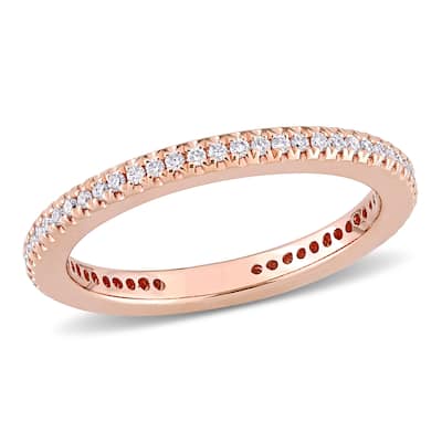 Miadora 14k Rose Gold 1/4ct TDW Diamond Stackable Eternity Wedding Band Ring