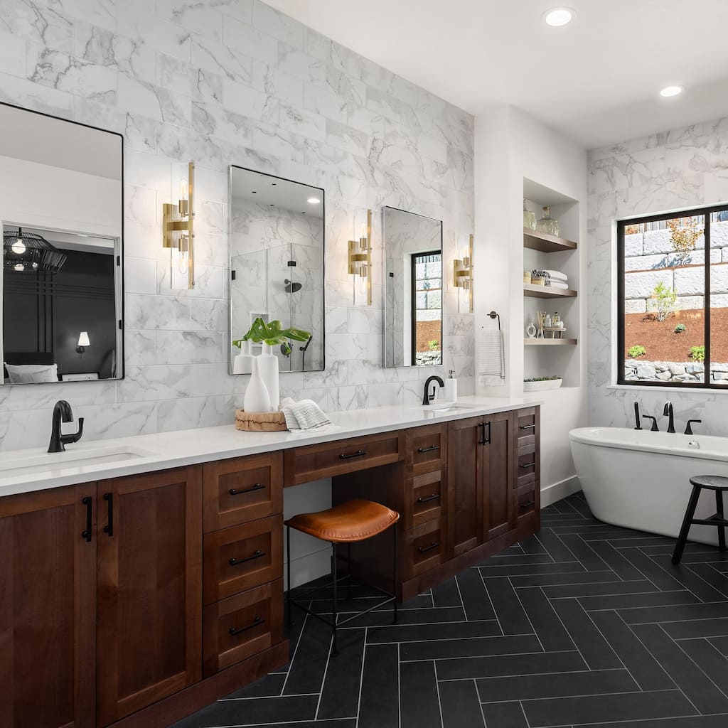 Latitude 22.25 in. 2-Light Brushed Gold Modern Wall Sconce Light