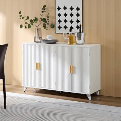 4 Doors Sideboard Buffet with Adjustable Shelves and Wavy Texture