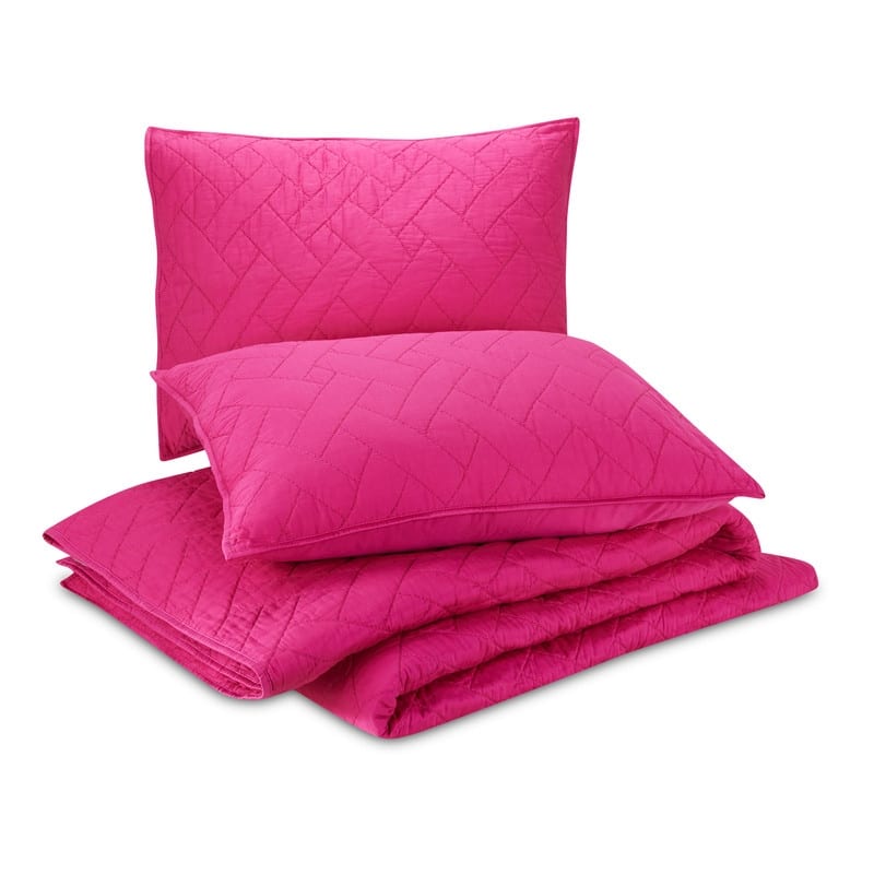 Trina Turk Dream Weaver Pink Coverlet Set, 3 Pieces