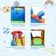 preview thumbnail 7 of 11, Kid Inflatable Bounce House Water Slide Castle with Blower - Multi - 9" x 10.5" x 7" (L x W x H)