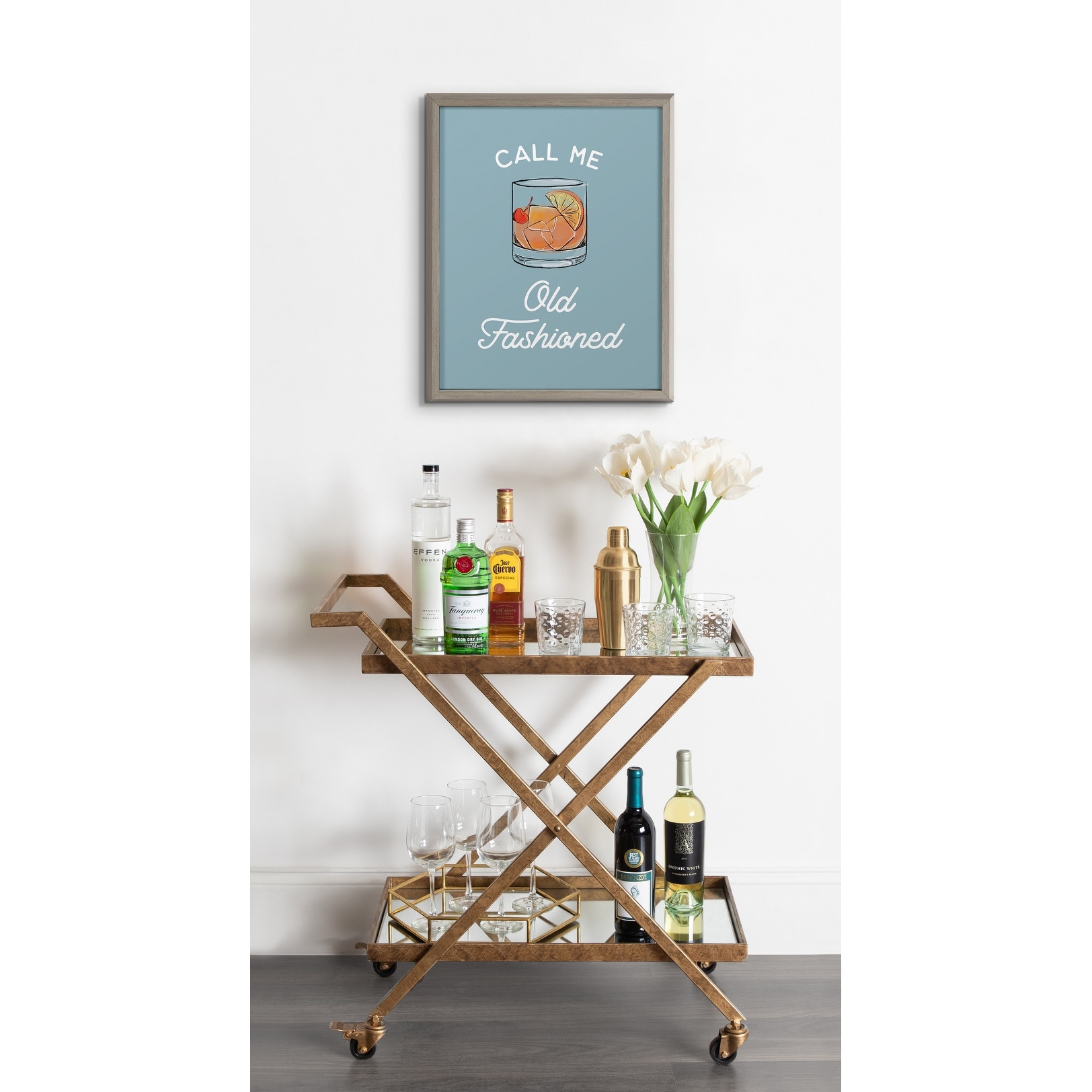 Kate And Laurel Blake Call Me Old Fashioned Blue Framed Printed Glass Overstock
