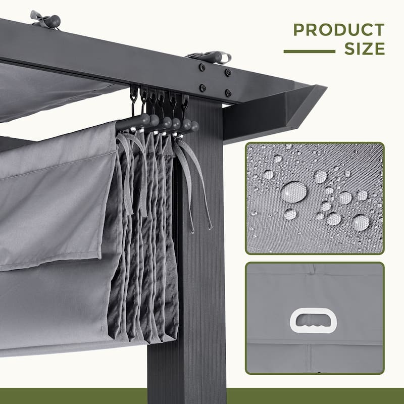 12 ft. x 12 ft. Aluminum Outdoor Pergola with Retractable Shade Canopy