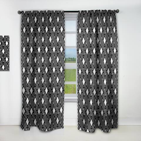 Designart 'Monochrome Geometric Pattern II' Mid-Century Modern Blackout Curtain Single Panel