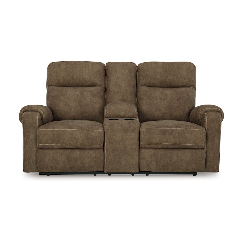 Signature Design by Ashley Edenwold Brown Reclining Loveseat with Console - 75"W x 40"D x 40"H