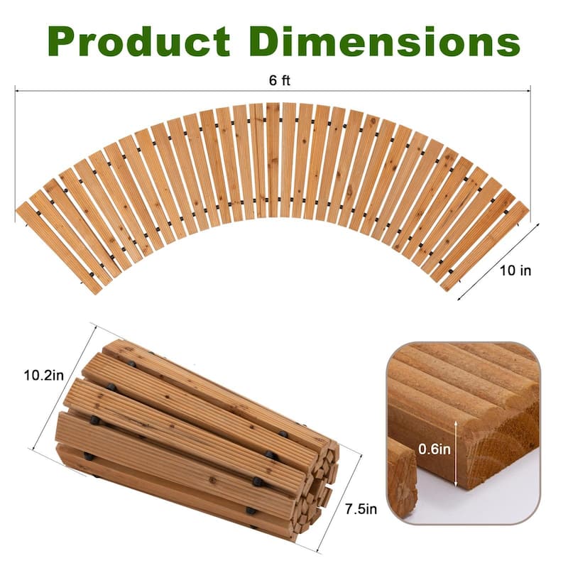 VENTOPYR Foldable Cedar Garden pathway with 6FT/8FT/12FT