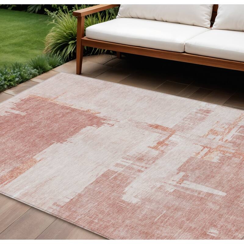 HomeRoots Abstract Traditional Rectangle Outdoor Rug - 9' X 12'