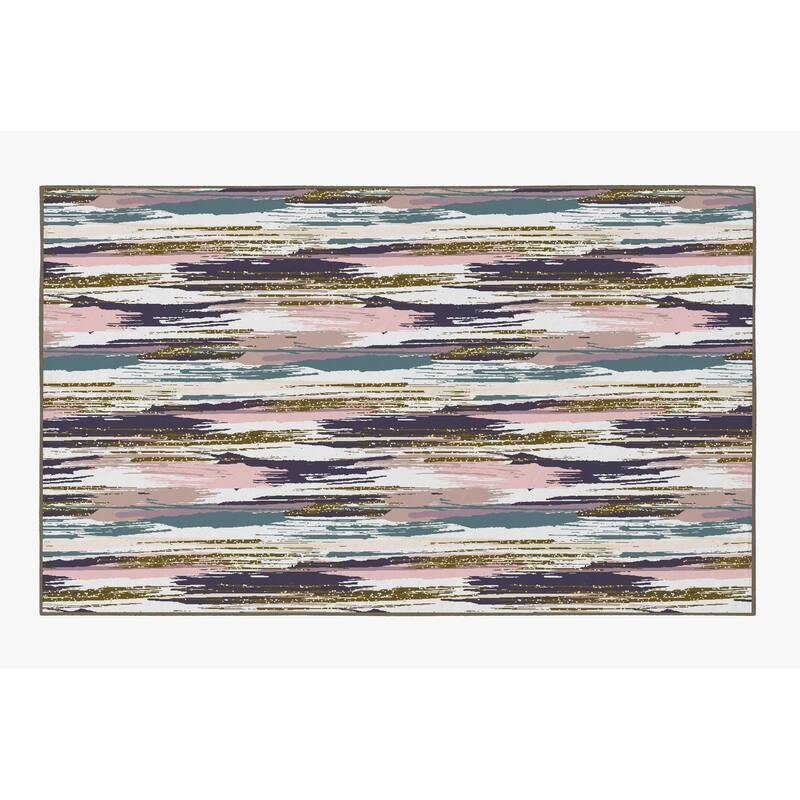 Living Room Area Rug Nonslip, Abstract Brushstrokes Glitter Pattern