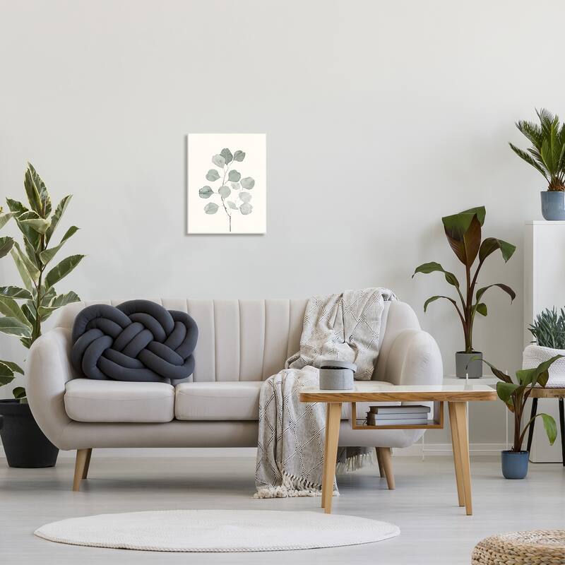 Stupell Flattened Sage Botanical Stem Delicate Leaf Plant Wood Wall Art