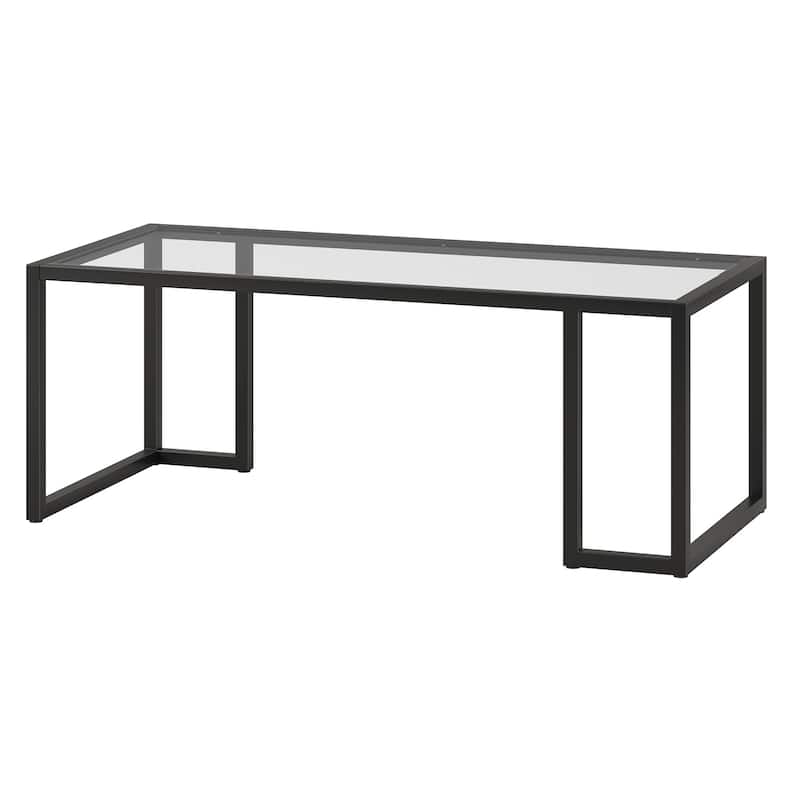 45 Inch Glass Steel Coffee Table Rectangular Living Room Furniture - 45” x 20” x 17”